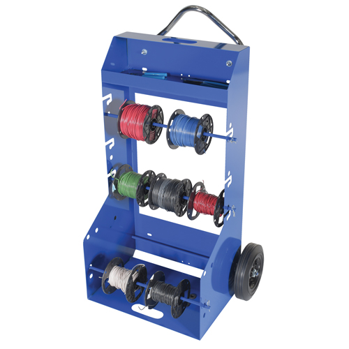 Portable Wire Reel Caddy, Steel, 4 Rod, 29" W x 47-5/16" H x 21-7/8" D, 300 lbs. Capacity WestPier