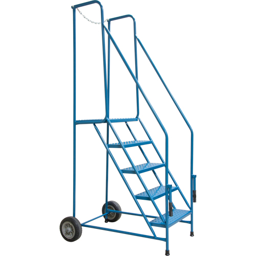 Escabeau roulant avec rails pour acc&egrave;s &agrave; une remorque, 4 marches, Largeur de la marche 22", Hauteur de la plateforme 37", Acier WestPier