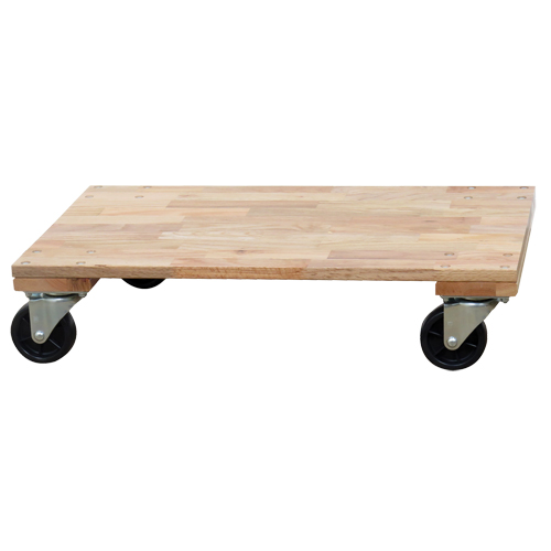 Solid Platform Wood Dolly, Rubber Wheels, 1200 lbs. Capacity, 24" W x 36" D x 7" H WestPier