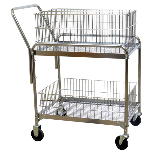 Chariot de bureau en treillis m&eacute;tallique pour le courrier, 200 lb Capacit&eacute;, Chrome, 20" p x 33" la x 37-1/2" h, Chrom&eacute; WestPier