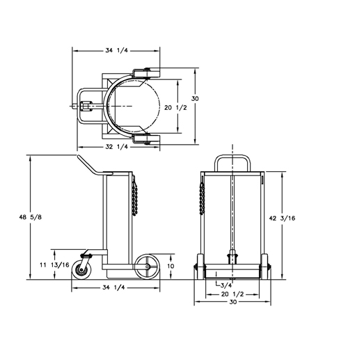 Large Liquid Gas Cylinder Truck LCC, Polyurethane Wheels, 20" W x 20" D Base, 1000 lbs. WestPier