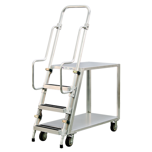 Chariot de pr&eacute;paration en aluminium avec &eacute;chelle, Aluminium, 22" la x 51-1/2" p, 2 tablettes, Capacit&eacute; 800 lb WestPier