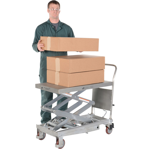Manual Hydraulic Scissor Lift Table, 35-1/2" L x 20" W, Partial Stainless Steel, 800 lbs. Capacity WestPier