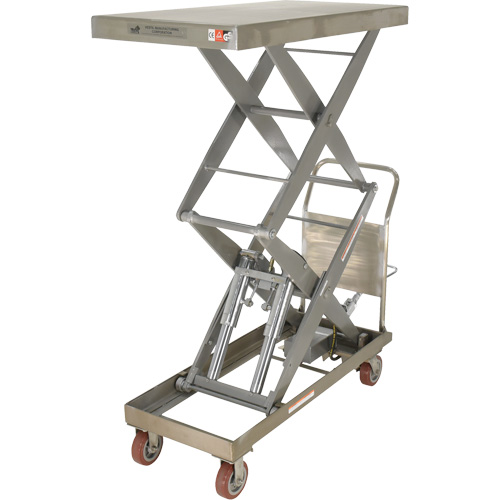 Manual Hydraulic Scissor Lift Table, 47-1/2" L x 24" W, Partial Stainless Steel, 1500 lbs. Capacity WestPier