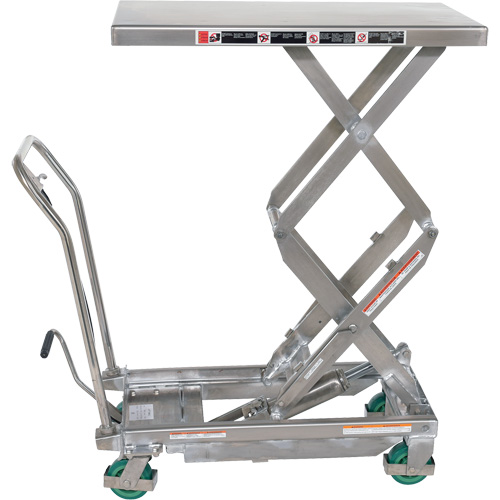 Manual Hydraulic Scissor Lift Table, 36-1/4" L x 19-3/8" W, Stainless Steel, 600 lbs. Capacity WestPier