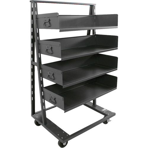 Single-Sided Heavy Duty A-Frame Cart with 4 Large Trays, 38" x 25" x 63", 2500 lbs. Capacity WestPier