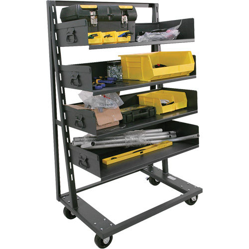Single-Sided Heavy Duty A-Frame Cart with 4 Large Trays, 38" x 25" x 63", 2500 lbs. Capacity WestPier