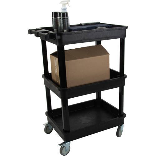 Utility Cart with Deep Lip Shelf, 3 Tiers, 19" x 39-1/2" x 28-1/4", 330 lbs. Capacity WestPier
