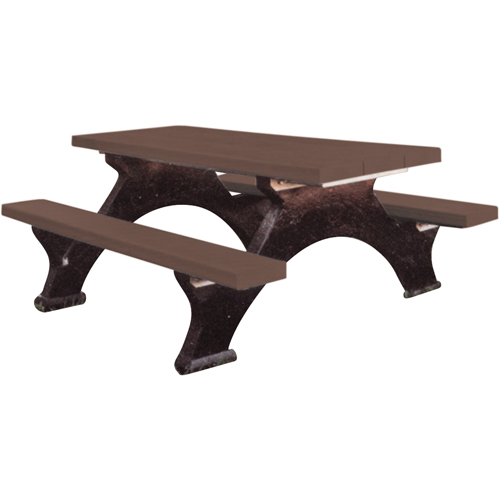 Recycled Plastic Picnic Tables, 6' L x 62-1/4" W, Brown WestPier