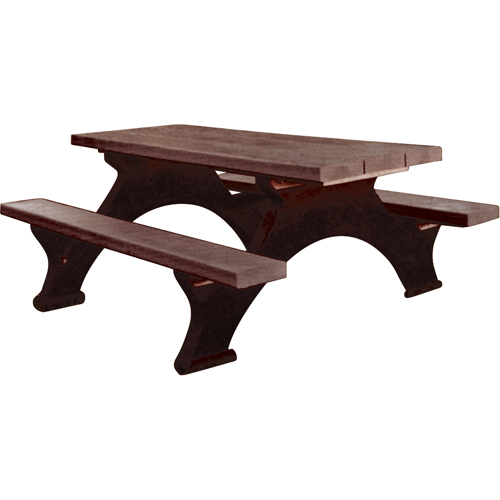 Tables de pique-nique en plastique recycl&eacute;, 8' lo x 61-1/2" la, Brun WestPier