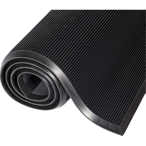Mat-A-Dor Mat, Rubber, Scraper Type, Finger Tip Style Pattern, 2' x 2-2/3', Black WestPier