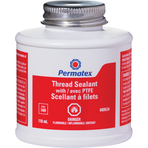 Thread Sealant with PTFE, Brush Top Bottle, 118 ml, -54°C - 150°C/-65°F - 300°F WestPier