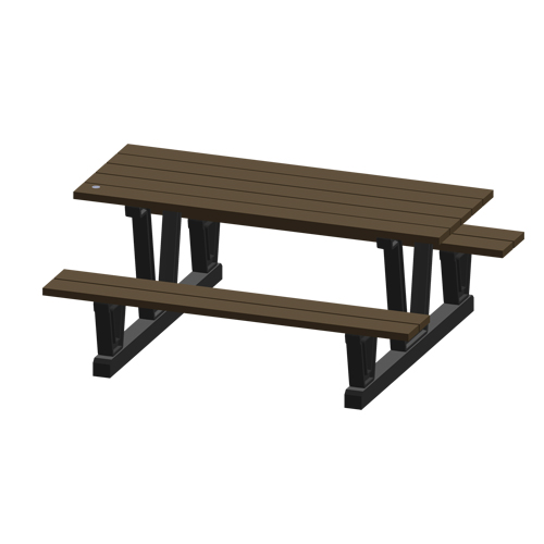Recycled Plastic Outdoor Picnic Tables, 72" L x 60-5/16" W, Walnut WestPier