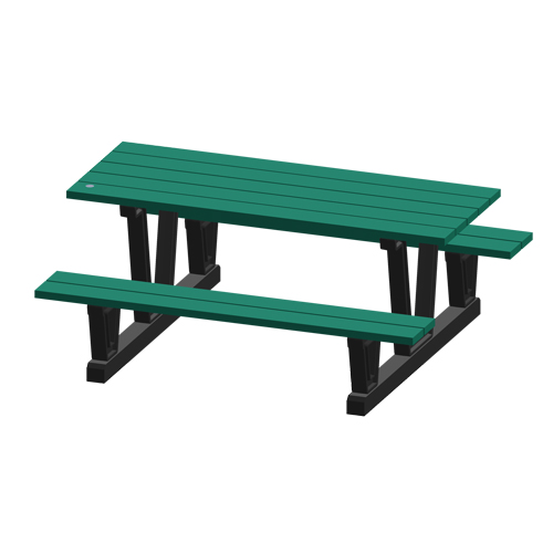 Recycled Plastic Outdoor Picnic Tables, 72" L x 60-5/16" W, Green WestPier