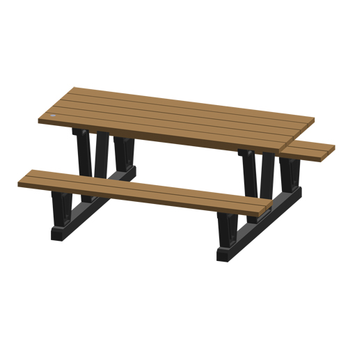 Recycled Plastic Outdoor Picnic Tables, 72" L x 60-5/16" W, Redwood WestPier
