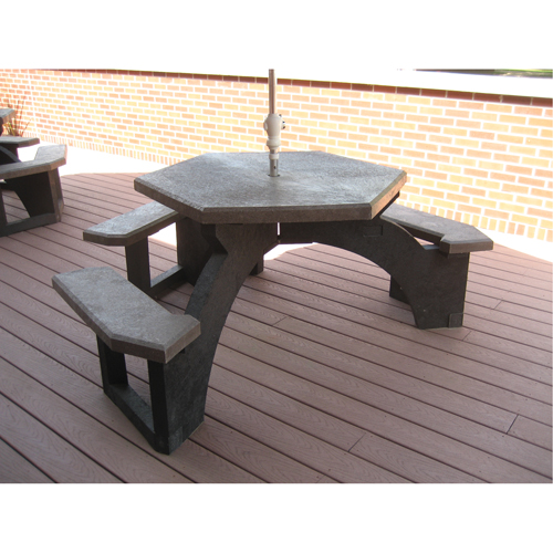 Recycled Plastic Hexagon Picnic Tables, 78" L x 78" W, Brown WestPier
