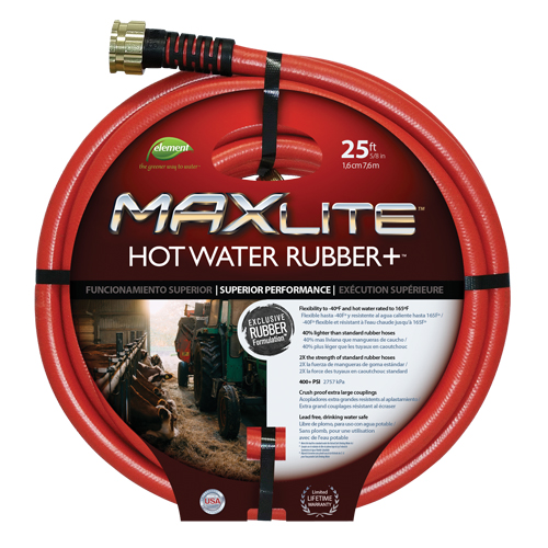 Hot Water Hose, Rubber, 5/8" dia. x 25' L WestPier