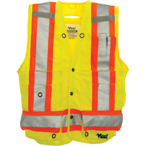 Surveyor Safety Vest, High Visibility Lime-Yellow, Large, Polyester WestPier