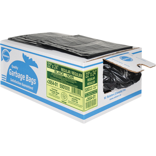 2600 Series Industrial Garbage Bags, Regular, 24" W x 22" L, Black WestPier