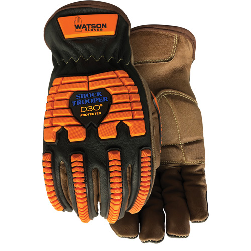 Gants antichocs Drill Sergeant, Grand, Paume en Cuir fleur, Poignet &agrave; enfiler WestPier