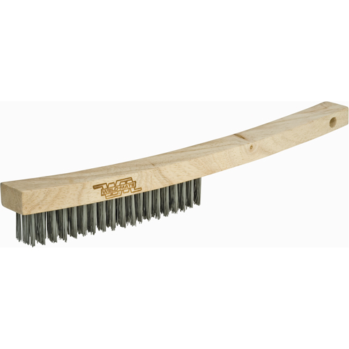 Brosse &agrave; r&eacute;curer industrielle &agrave; manche long, Acier au carbone, 3 x 19 rangs de fils, Longueur 13-3/4" WestPier