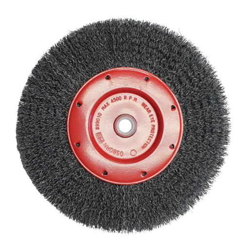 Economy Crimped Wire Wheel Brushes - Narrow Face, 6" Dia., 0.014 Fill, 2" Arbor WestPier
