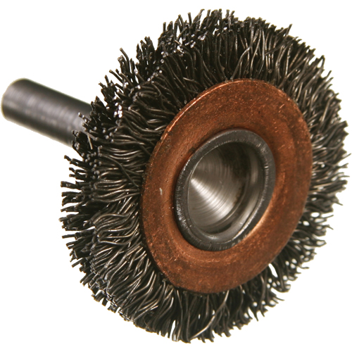 Circular Crimped Wire End Brushes, 3", 0.014" Fill, 1/4" Shank WestPier