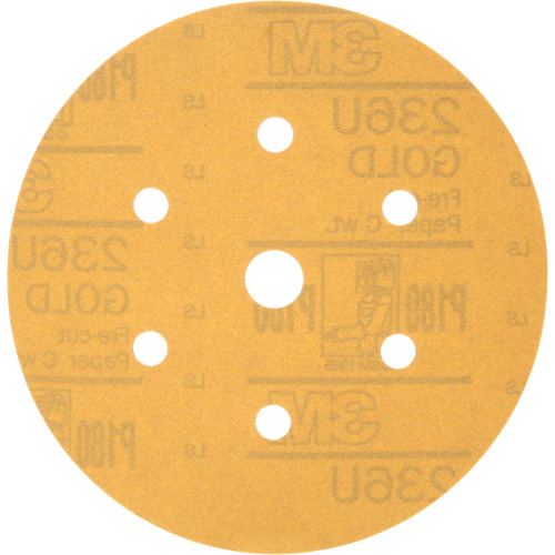 Hookit Dust-Free Sanding Disc, 6" Dia., P180 Grit, Aluminum Oxide, C-Weight WestPier