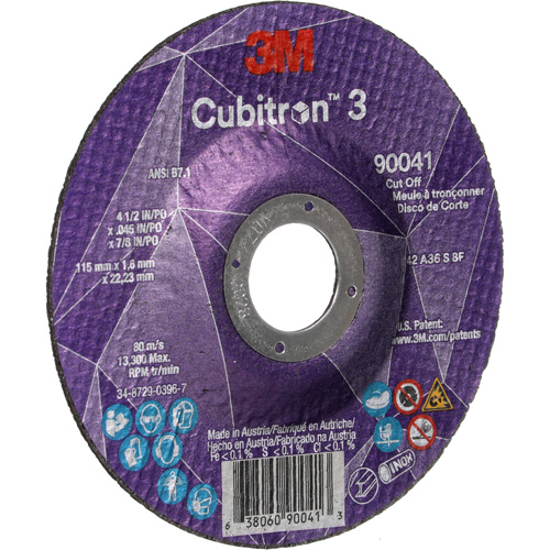 Cubitron 3 Cut-Off Wheel, 4-1/2" x 0.045", 7/8" Arbor, Type T27, Ceramic, 13300 RPM WestPier