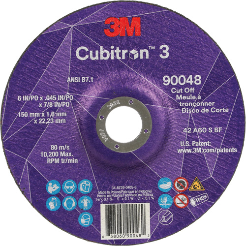 Meule &agrave; tronçonner Cubitron 3, 6" x 0,045", Arbre de 7/8", Type T27, C&eacute;ramique, 10 200 Tr/min WestPier