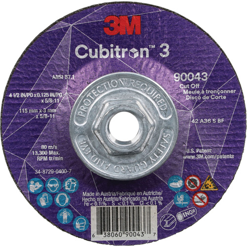 Meule &agrave; tronçonner Cubitron 3, 4-1/2" x 1/8", Arbre de 5/8"-11, Type T27, C&eacute;ramique, 13 300 Tr/min WestPier