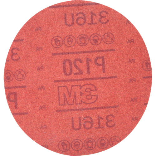 Hookit Red Abrasive Disc 316U, 01224, 6" Dia., P120 Grit, Aluminum Oxide, A WestPier
