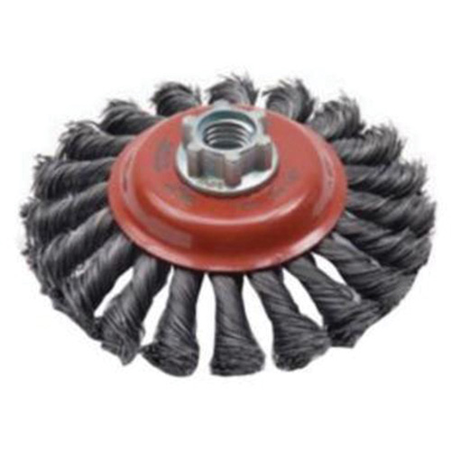 Twist Knot Saucer Cup Brush, 4" Dia., 0.02" Fill, 5/8"-11 Arbor, Steel WestPier