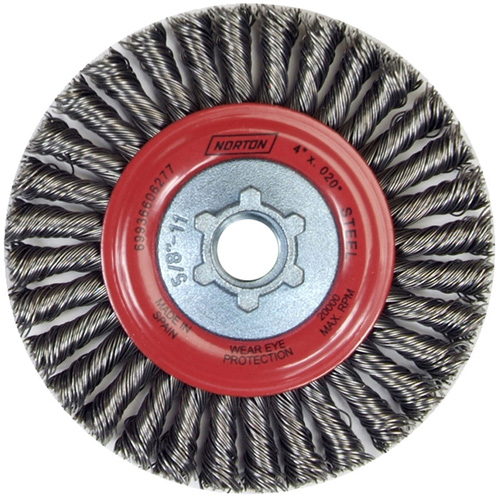 Stringer Bead Knot Wire Brush For Angle Grinders, 4" Dia., 0.02" Fill, 5/8"-11 Arbor, Steel WestPier