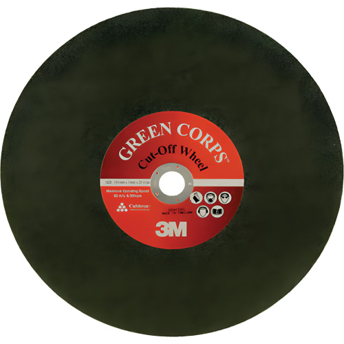 Green Corps Cut Off Wheel, 13-9/10" x 0.118", 1" Arbor, Ceramic, 20000 RPM WestPier
