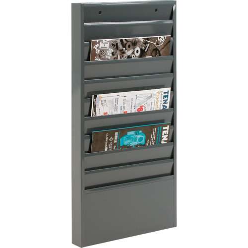 Literature Storage Racks, Stationary, 10 Slots, Steel, 13-1/8" W x 2" D x 26-1/4" H WestPier