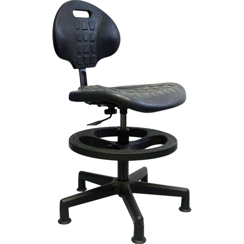 Heavy-Duty Ergonomic Seating, Polyurethane, Black, 250 lbs. Capacity WestPier
