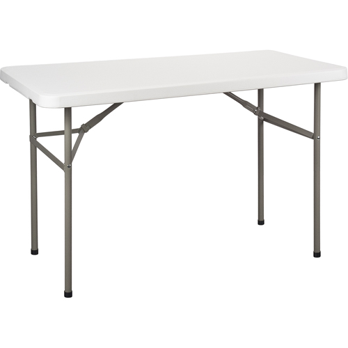 Folding Table, Rectangular, 48" L x 24" W, Polyethylene, White WestPier