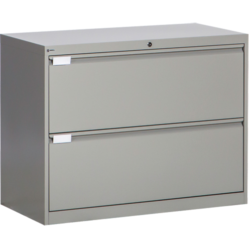 Lateral Filing Cabinet, Steel, 2 Drawers, 36" W x 18" D x 27-7/8" H, Grey WestPier