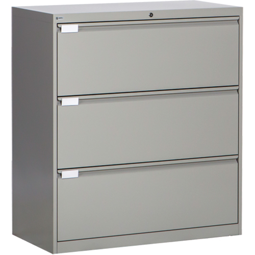 Lateral Filing Cabinet, Steel, 3 Drawers, 36" W x 18" D x 40-1/16" H, Grey WestPier