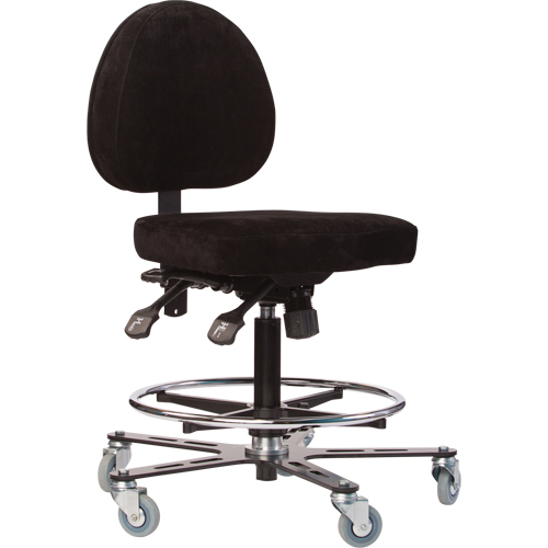 TF180 Welding Grade Ergonomic Stools, Suede, Black, 300 lbs. Capacity WestPier