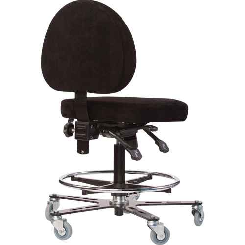 TF180 Welding Grade Ergonomic Stools, Suede, Black, 300 lbs. Capacity WestPier
