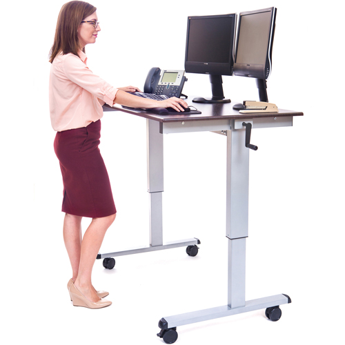 Postes de travail ajustables pour travail assis et debout , , 48-1/2" h x 48" la x 32-1/2" p, Noyer WestPier