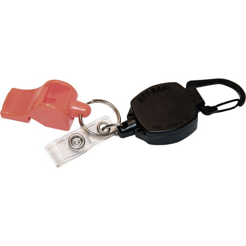 Self Retracting ID Badge and Key Reel with Whistle, Zinc Alloy Metal, 24" Cable, Carabiner Attachment WestPier