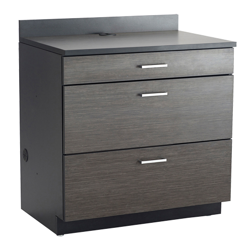 Armoire modulaire de base, 3 tiroirs, 36" la x 25" p x 39" h, Nuit d'Asie/noir WestPier