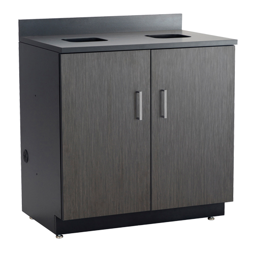 Modular Base Cabinet, Melamine, 39" H x 36" W x 25" D, Asian Night/Black WestPier