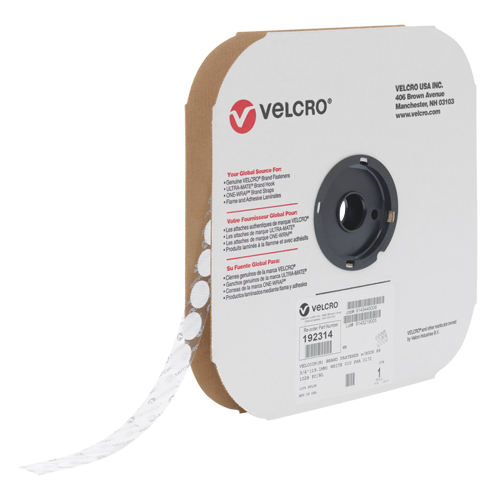 Attache Velcoin, Crochet, 3/4" dia., Adh&eacute;sif, Blanc WestPier