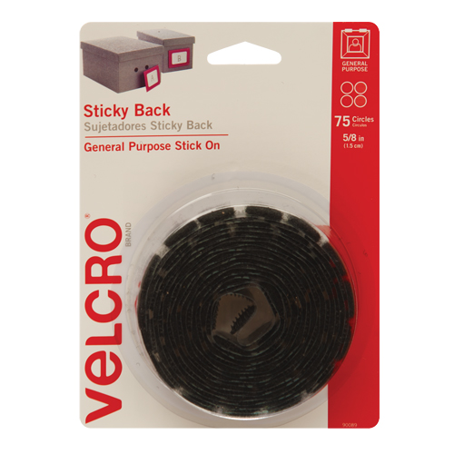 Fastener Coins, Hook & Loop, 5/8" Dia., Adhesive, Black WestPier