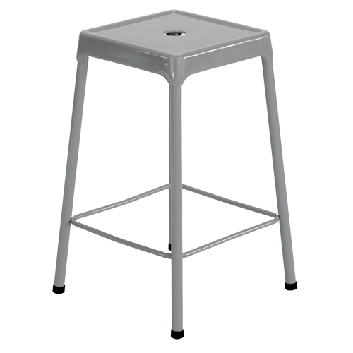 Counter Stool, Stationary, Fixed, 25", Steel Seat, Grey WestPier