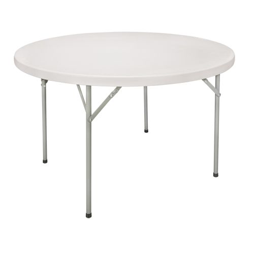Folding Table, Round, 48" L x 48" W, Polyethylene, White WestPier